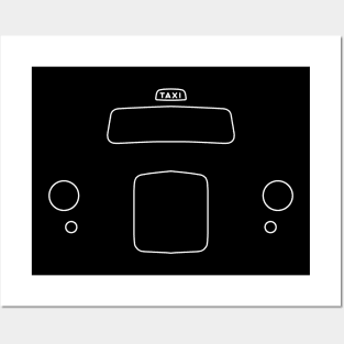 London black cab taxi Fairway FX4 outline graphic (white) Posters and Art